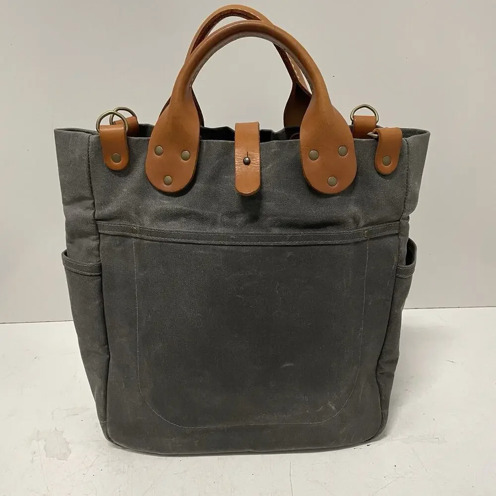 Winter Session Garrison Bag USA Made Waxed Canvas Carryall Tote Leather Brass